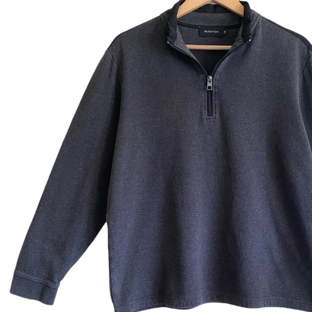 BUGATCHI Men’s Mixed Media Cotton Blend Quarter Zip Pullover Sweatshirt Size M - Picture 4 of 13